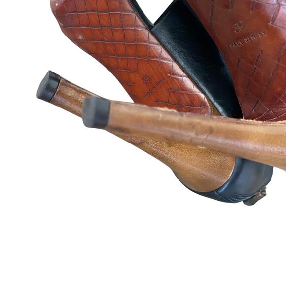 Bottega Veneta Black Leather Strap Zipper Heeled Sandal Heels size 39 size 9 - Picture 12 of 14